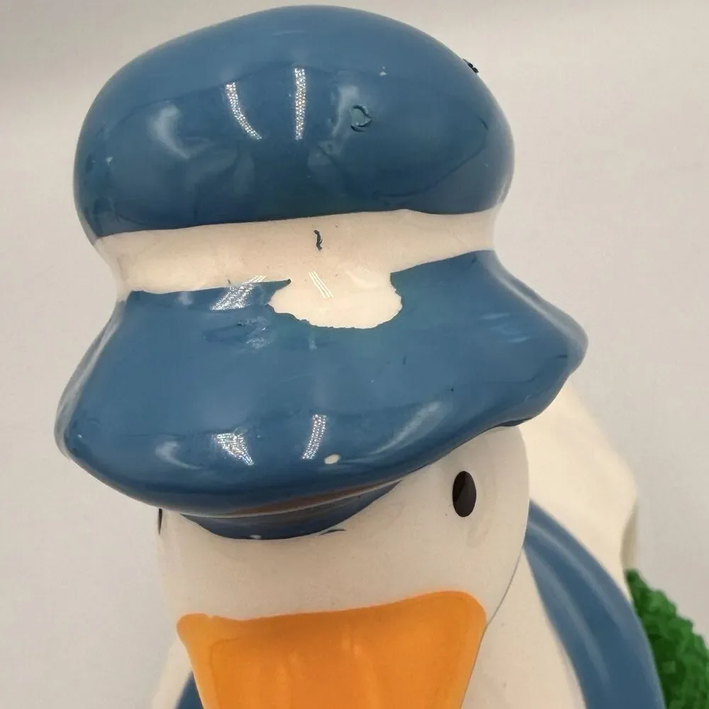 Vintage Country Duck Goose Scouring Pad Sponge Holder Ceramic w/ Box Taiwan
